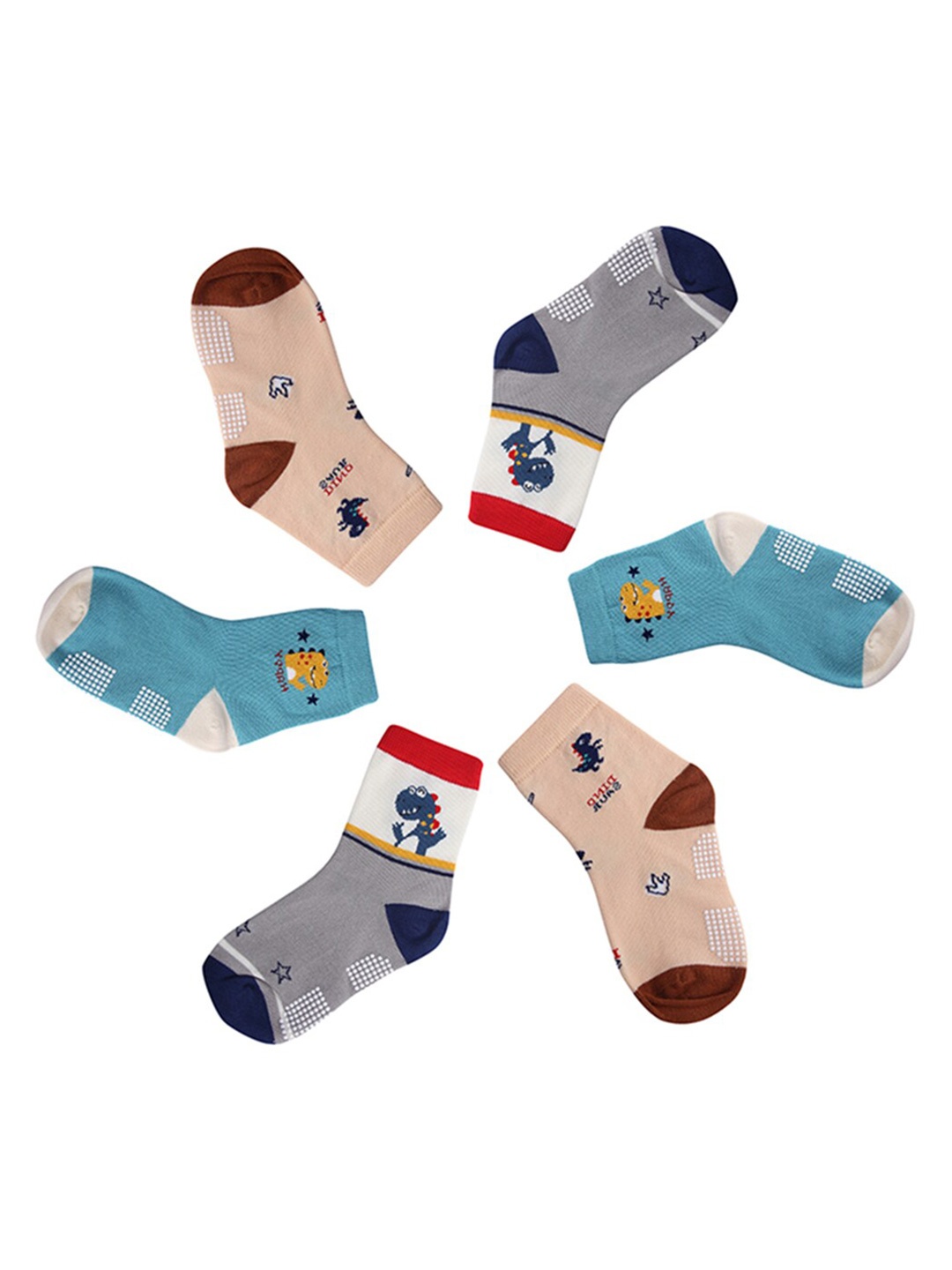 

INCLUD Boys Pack Of 3 Patterned Pure Cotton Above Ankle Length Socks, Grey