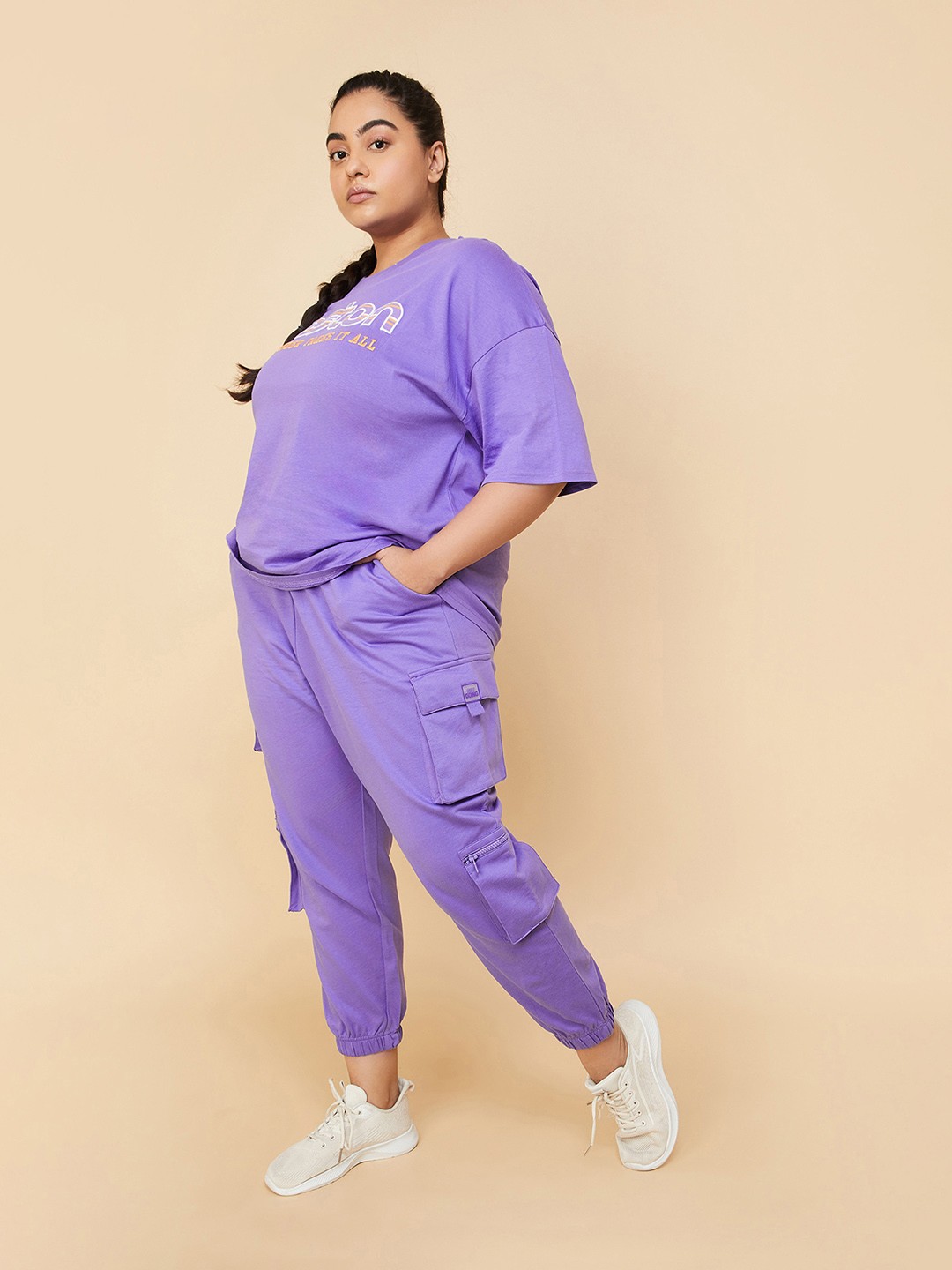 

max Women Plus Size Pure Cotton Joggers, Lavender