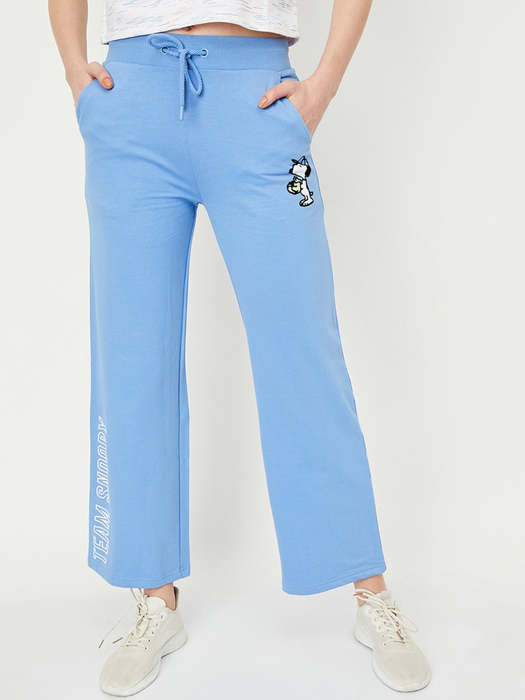 

max Women Snoopy Printed Cotton Track Pant, Blue