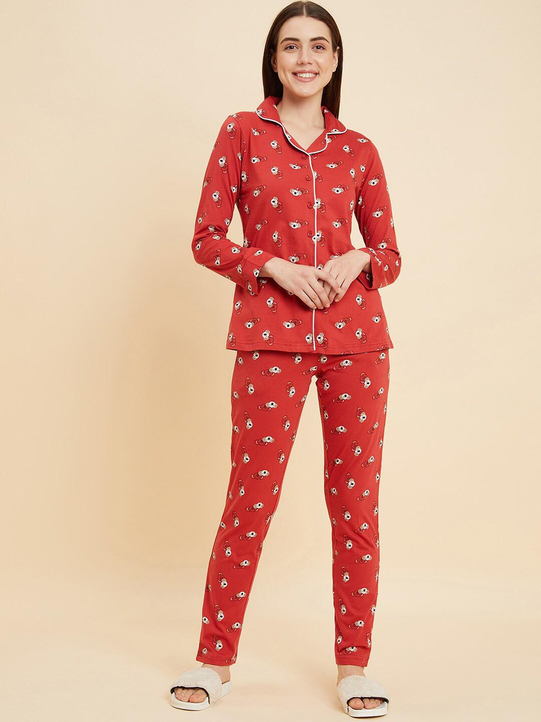 

Sweet Dreams Rust Printed Night Suit