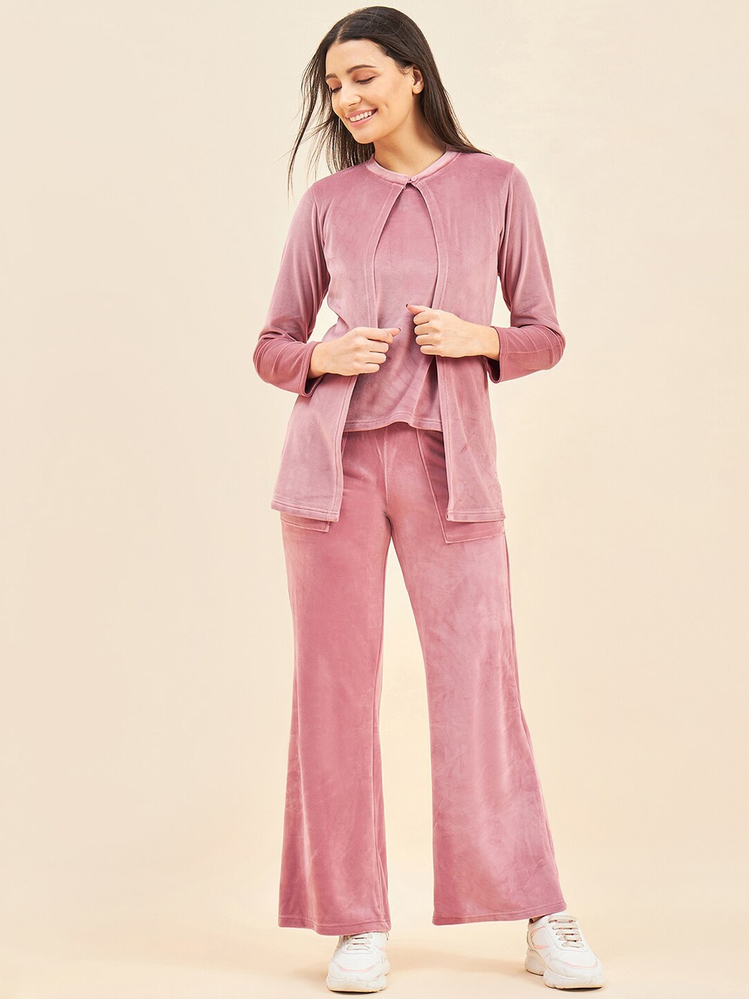

Sweet Dreams Purple Top Pyjama & Shrug Night suit