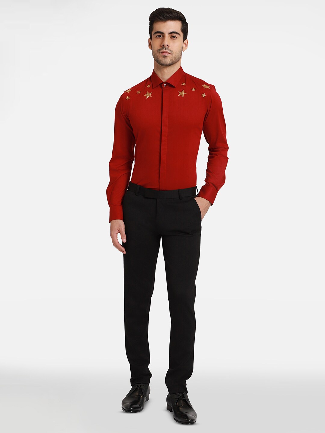 

Komal Kothari India Slim Embellished Slim Fit Cotton Party Shirt, Burgundy