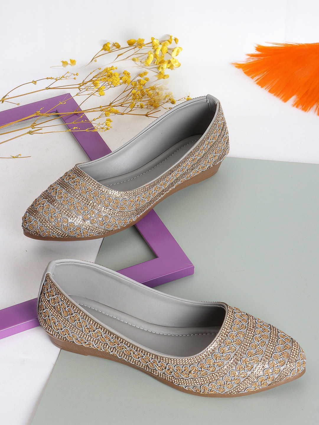 

Anouk Embellished Ballerinas, Grey