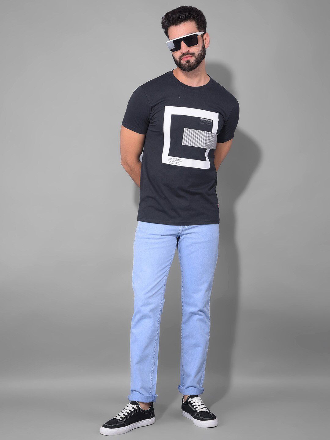 

COBB Typography Printed Cotton T-shirt, Navy blue