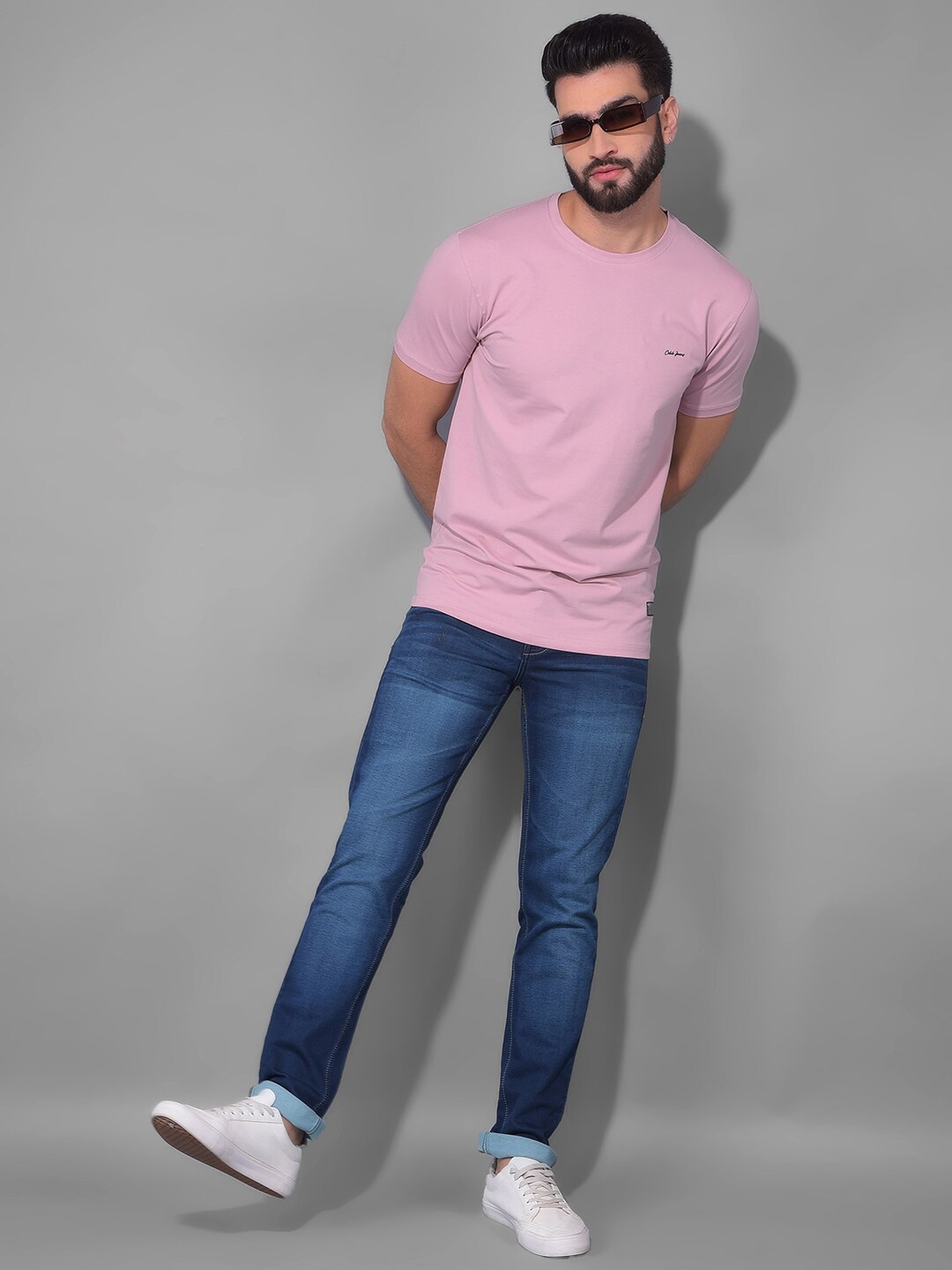 

COBB Round Neck Short Sleeves Regular Fit Cotton T-shirt, Peach