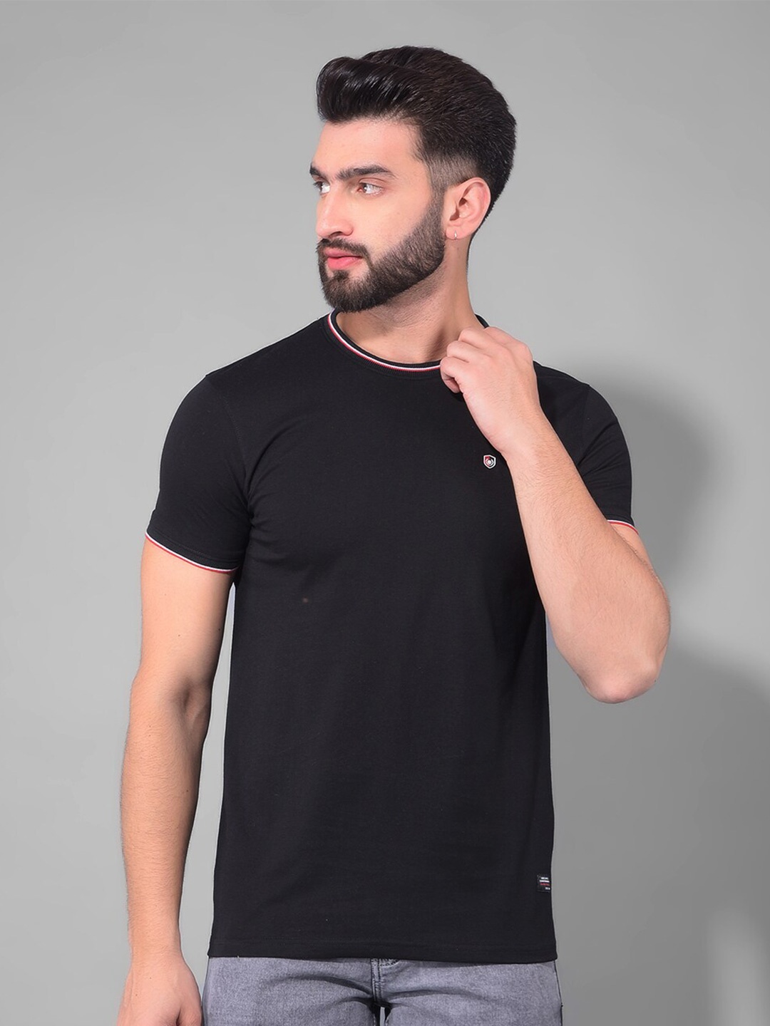 

COBB Cotton Round Neck T-shirt, Black
