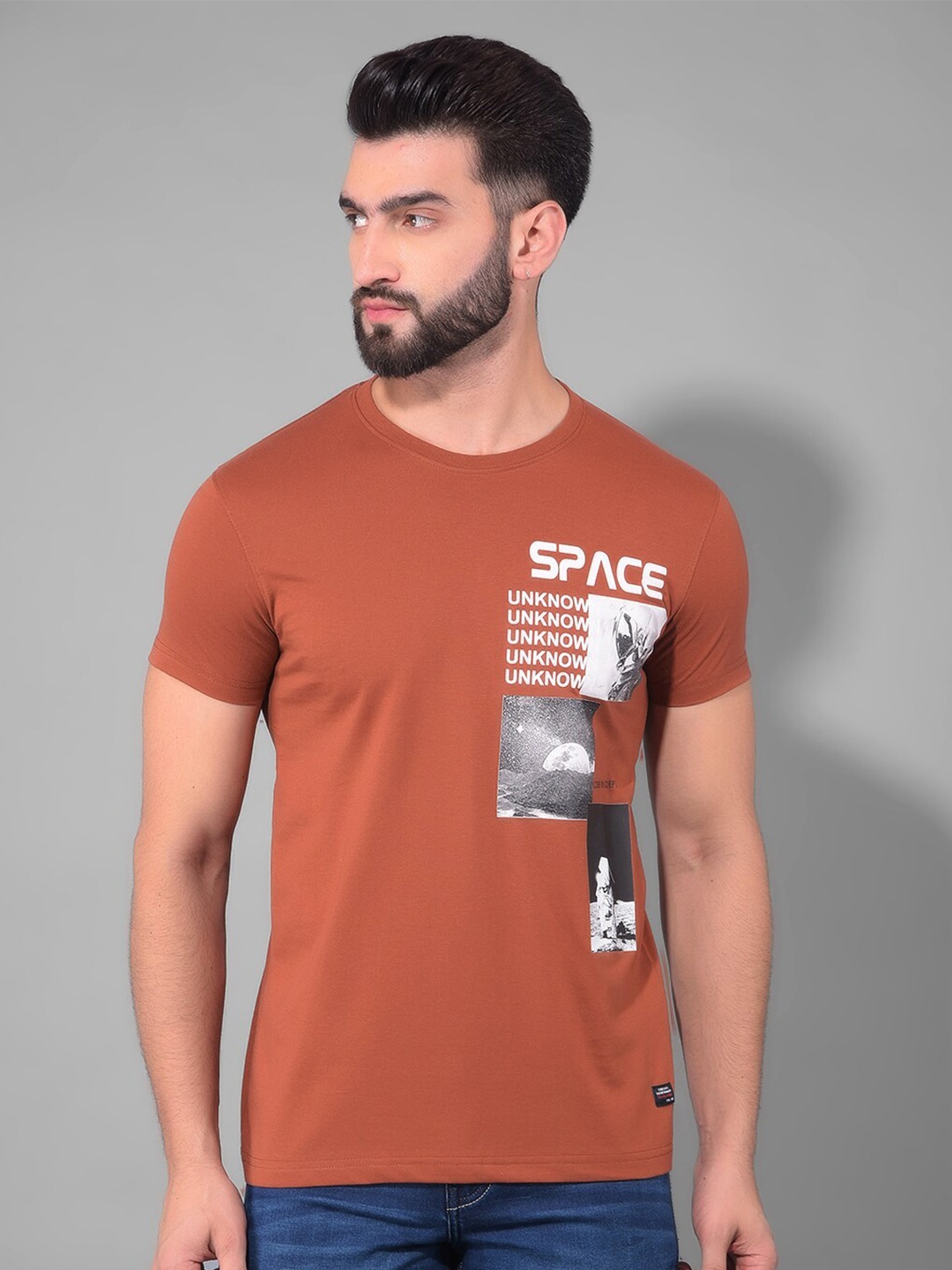 

COBB Typography Printed Cotton T-shirt, Rust