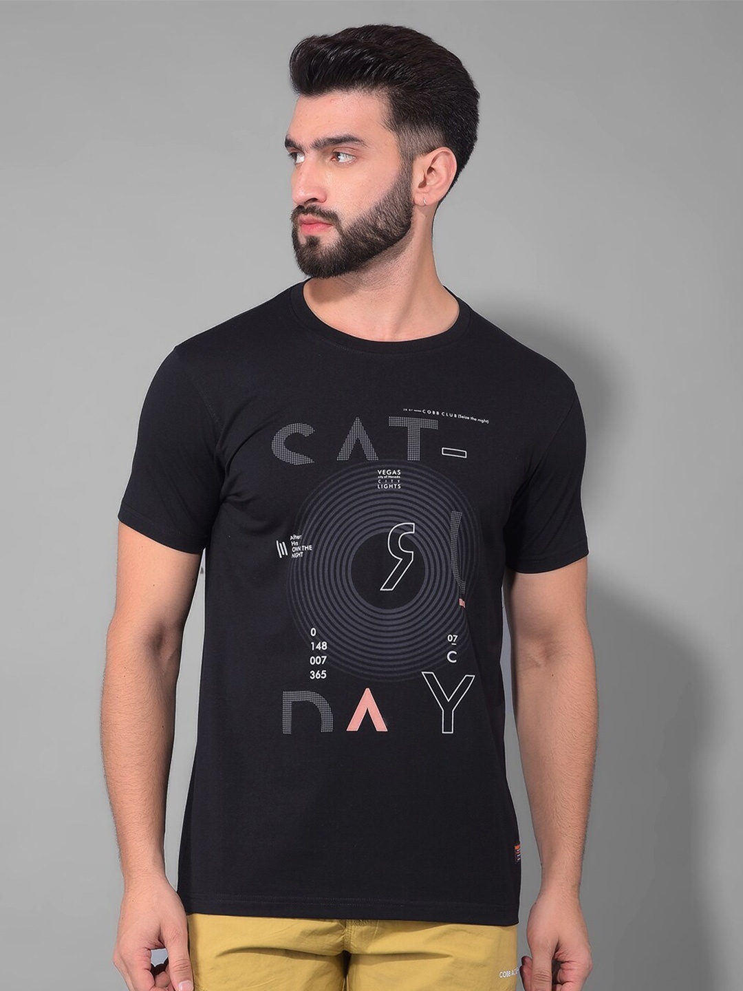 

COBB Typography Printed Cotton T-shirt, Black