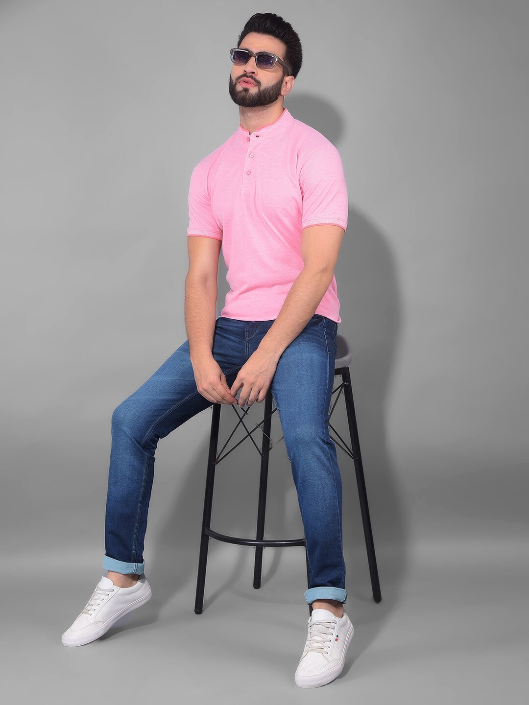 

COBB Cotton Mandarin Collar T-shirt, Coral