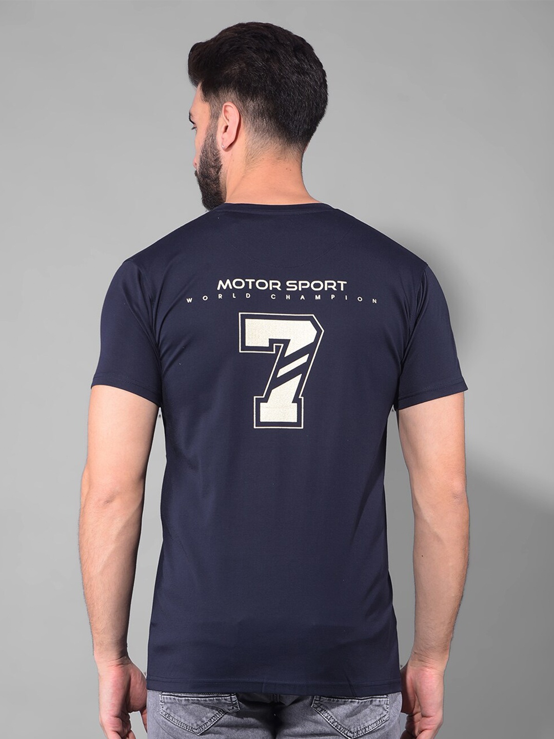 

COBB Typography Printed Cotton T-shirt, Navy blue