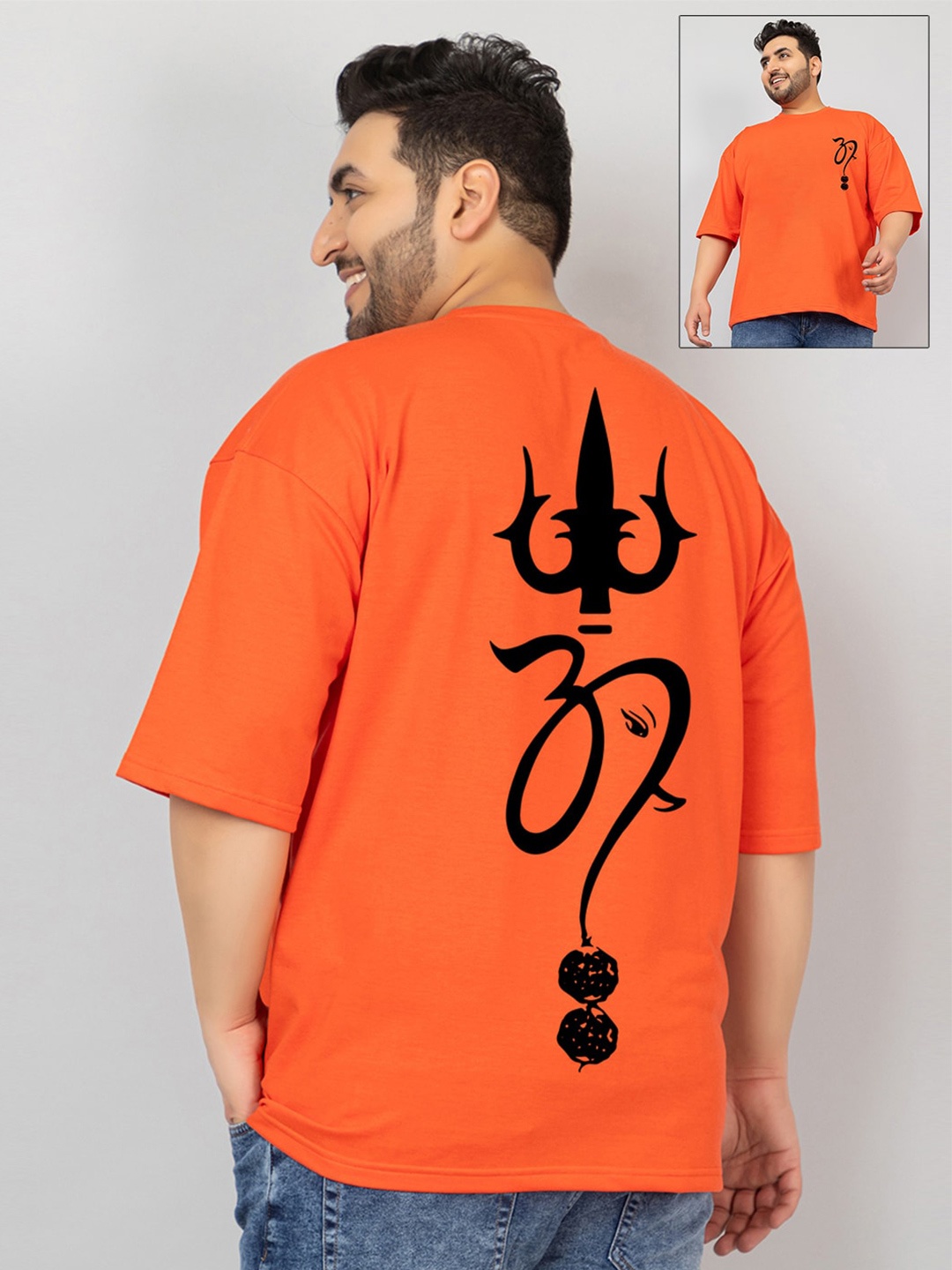 

CHKOKKO Graphic Printed Round Neck Cotton Casual T-shirt, Orange
