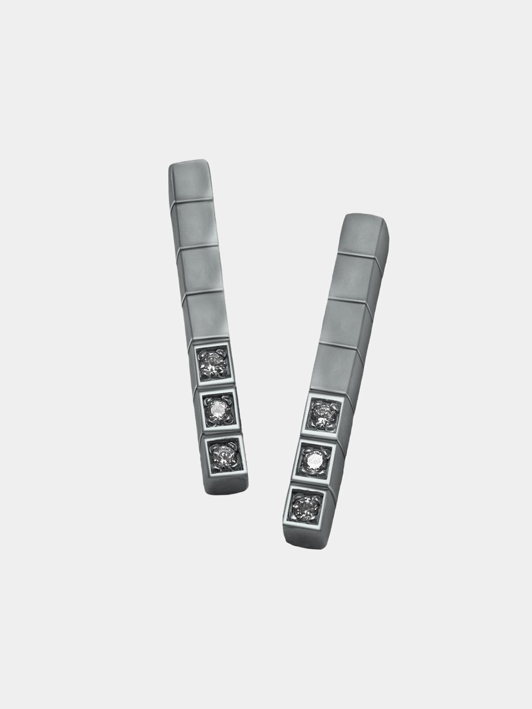 

Trisu 925 Sterling Silver Rhodium-Plated Contemporary Studs, Black