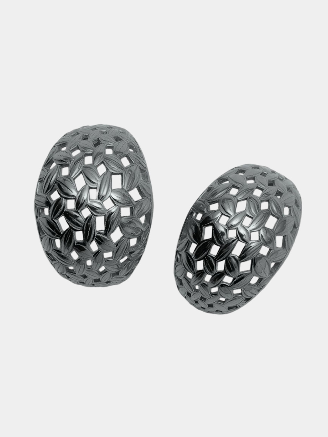 

Trisu Rhodium-Plated 925 Sterling Silver Mesh Half-Huggies Contemporary Studs Earrings, Black