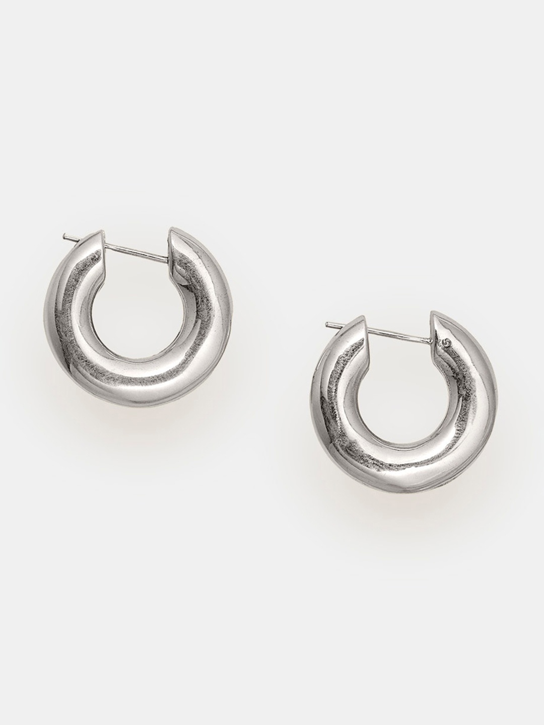 

Trisu 925 Sterling Silver Rhodium-Plated Contemporary Half Hoop Earrings