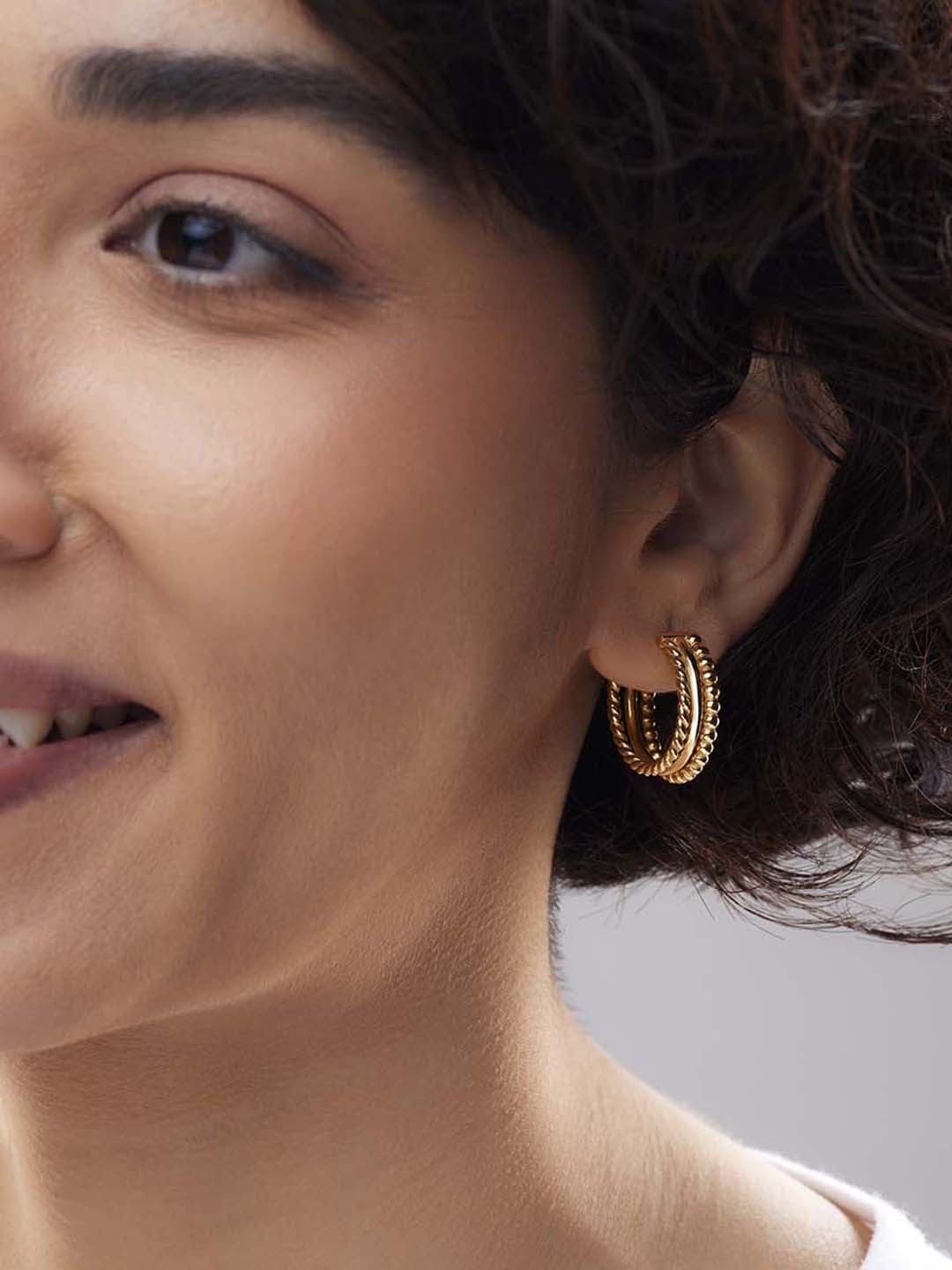 

Trisu Gold-Plated 925 Sterling Silver Contemporary Half Hoop Earrings