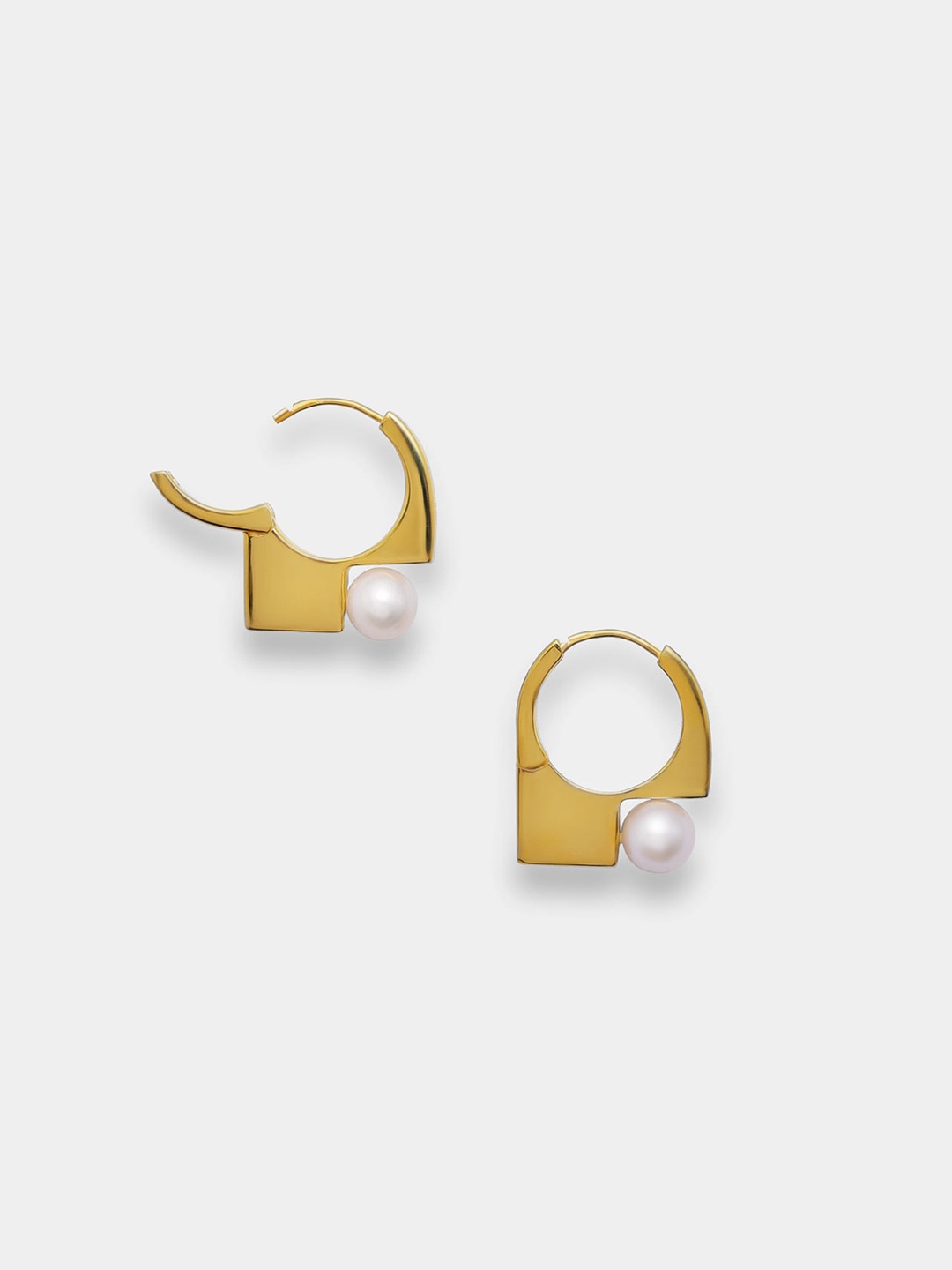 

Trisu Gold-Plated Pearl-Beaded 925 Sterling Silver Contemporary Hoop Earrings