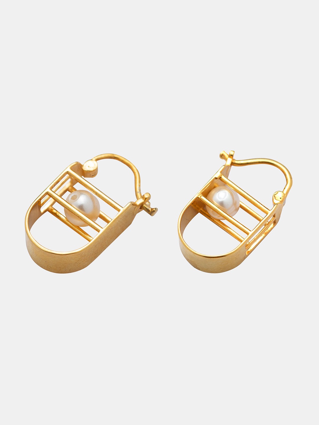 

Trisu 925 Sterling Silver Pearls Beaded Contemporary Hoop Earrings, Gold