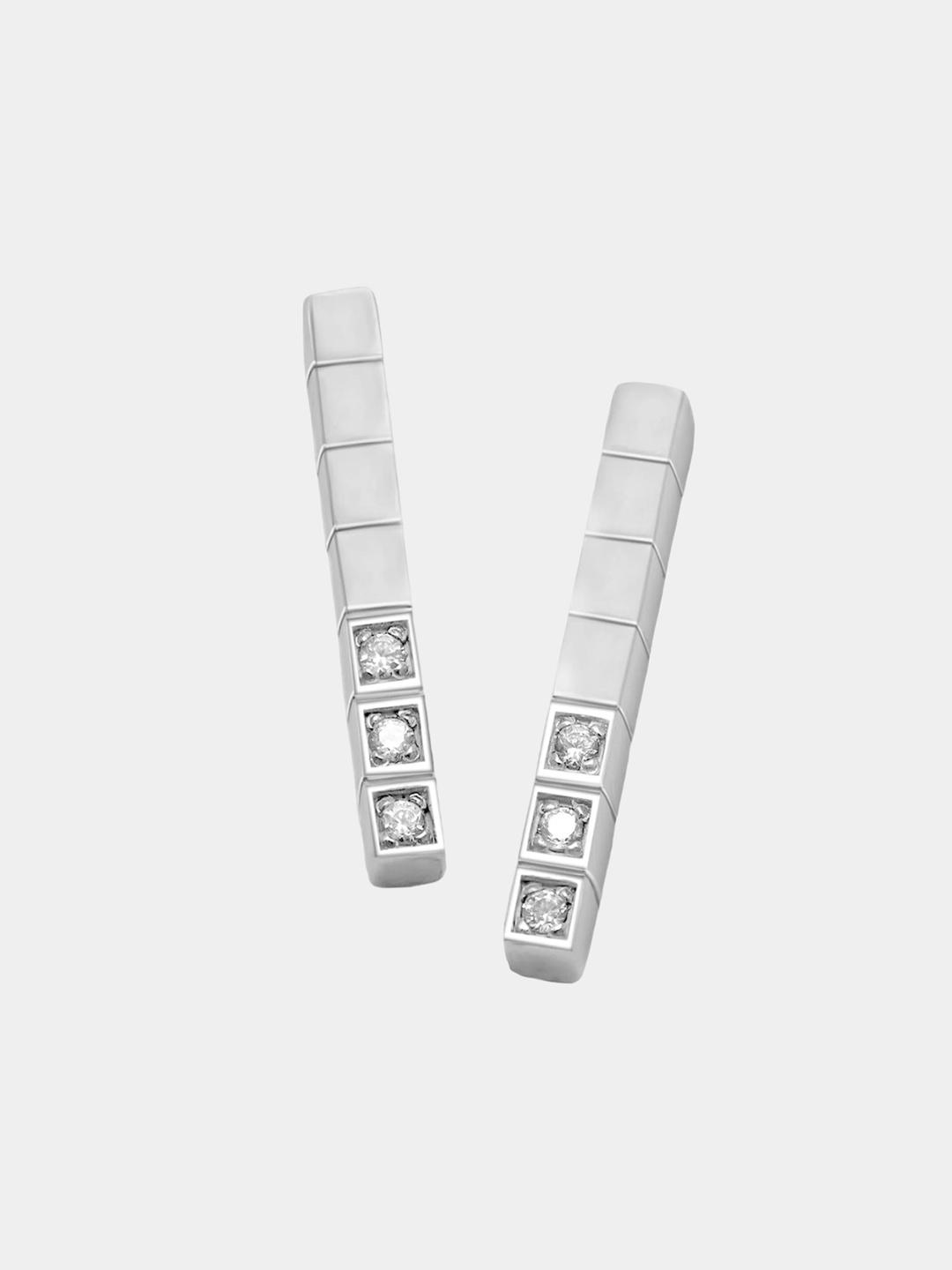

Trisu 925 Sterling Silver Rhodium-Plated Cubic Zirconia Studded Rectangle Studs Earrings