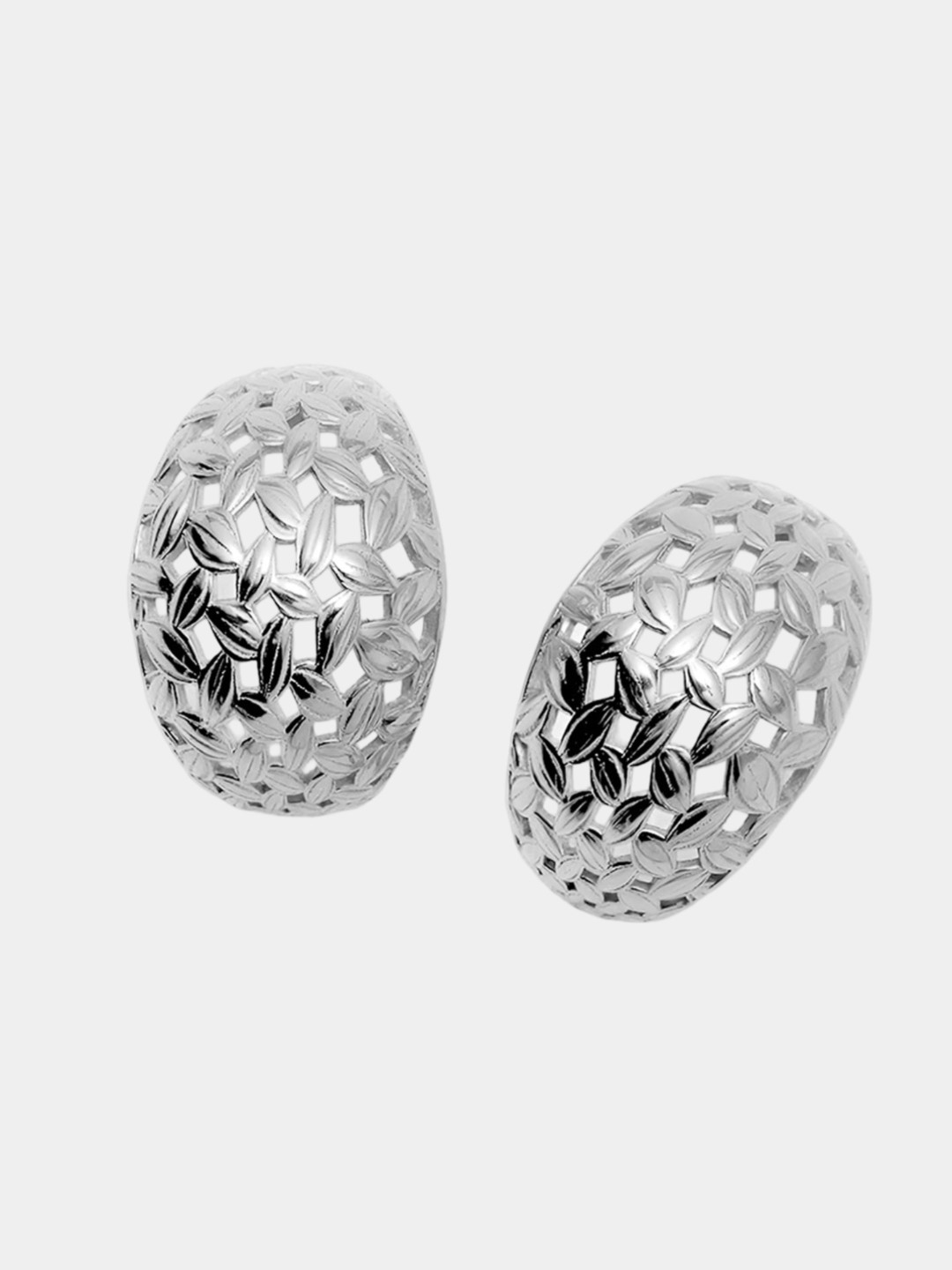 

Trisu Rhodium-Plated 925 Sterling Silver Mesh Half-Huggies Contemporary Studs Earrings