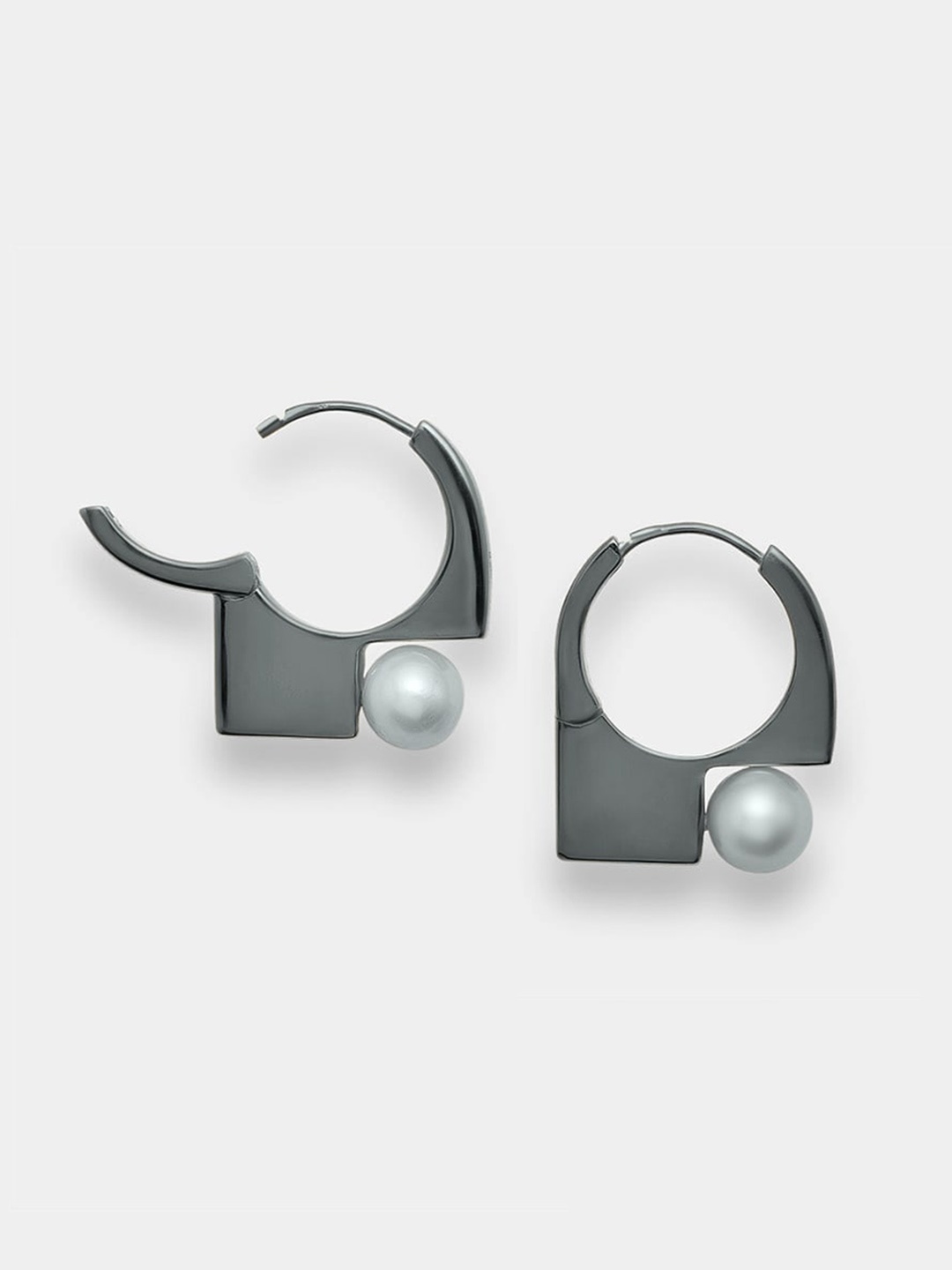 

Trisu Rhodium-Plated 925 Sterling Silver Contemporary Hoop Earrings, Black