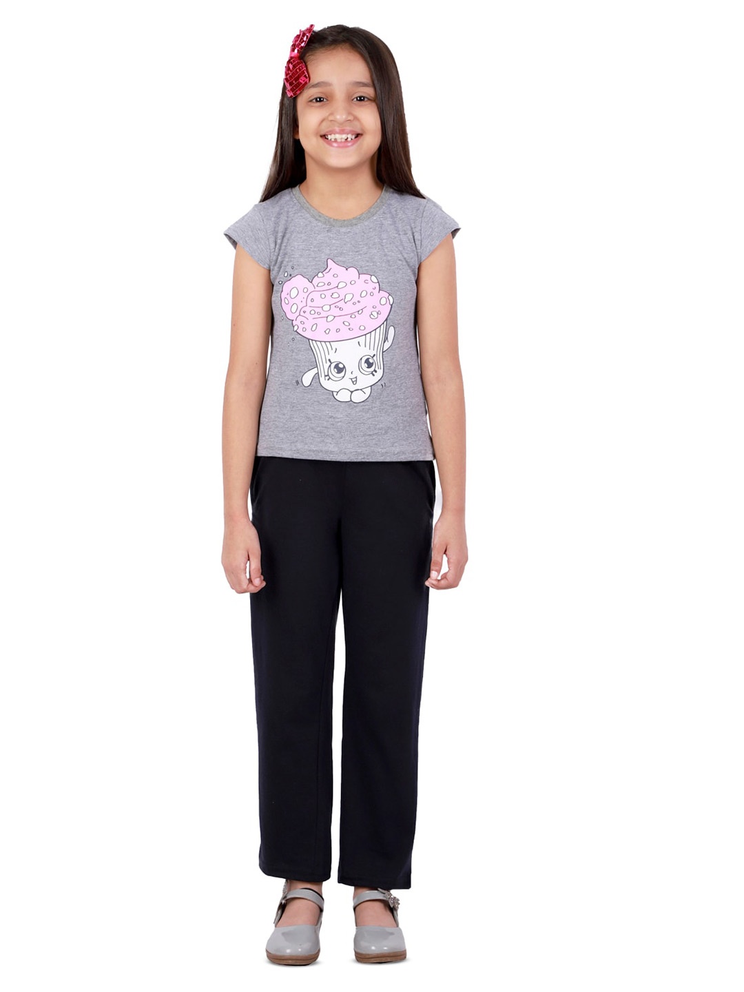 

Kids Cave Girls Graphic Print Round Neck Cap Sleeves T-shirt, Multi