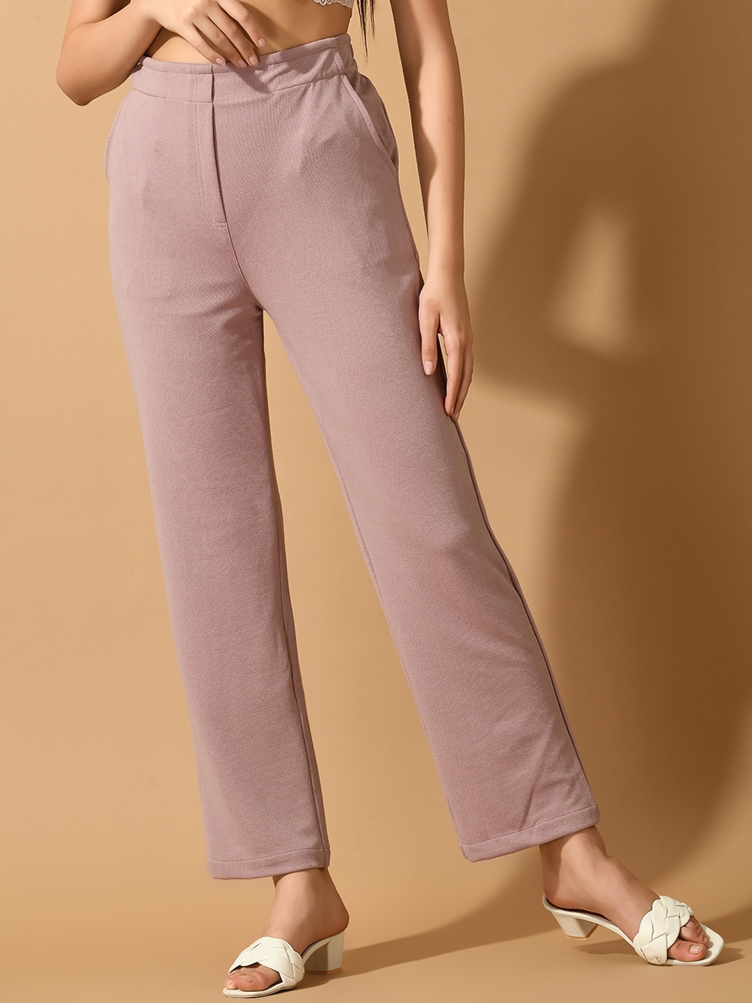 

HERE&NOW Women Comfort Straight Fit Wrinkle Free Parallel Trouser, Lavender