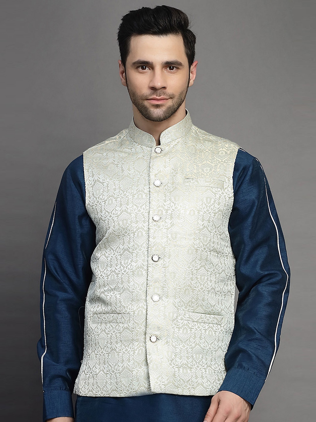

Utsav Fashion Woven Design Nehru Jacket, Beige