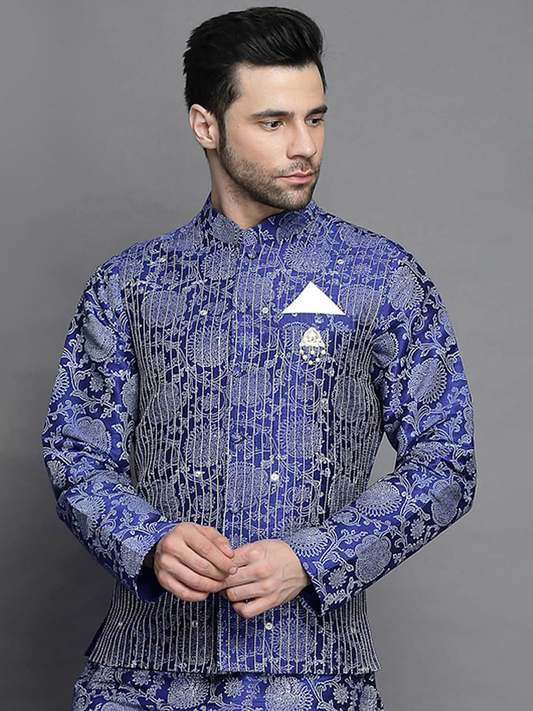 

Utsav Fashion Printed Woven Nehru Jacket, Blue