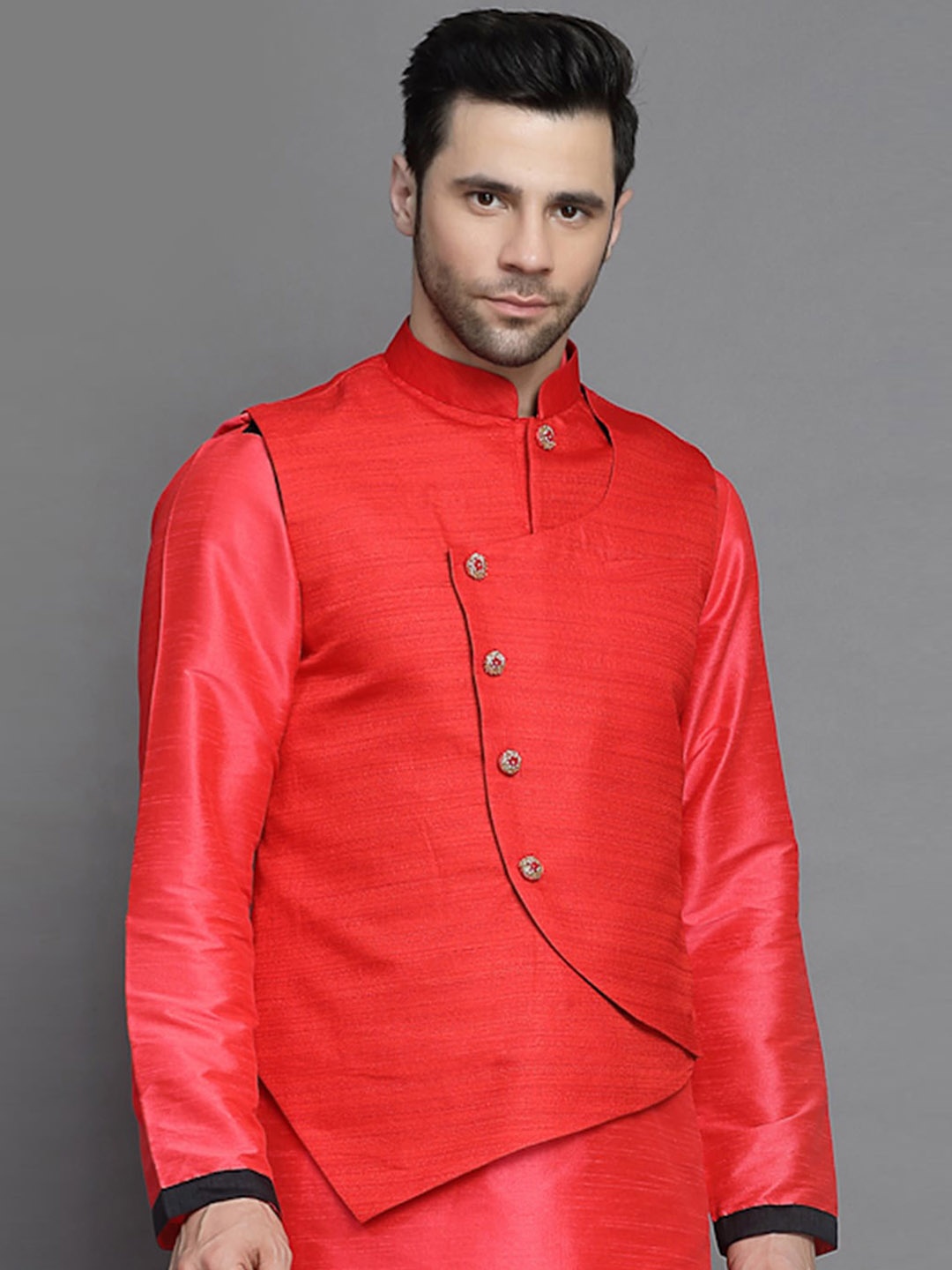 

Utsav Fashion Angrakha Nehru Jacket, Red