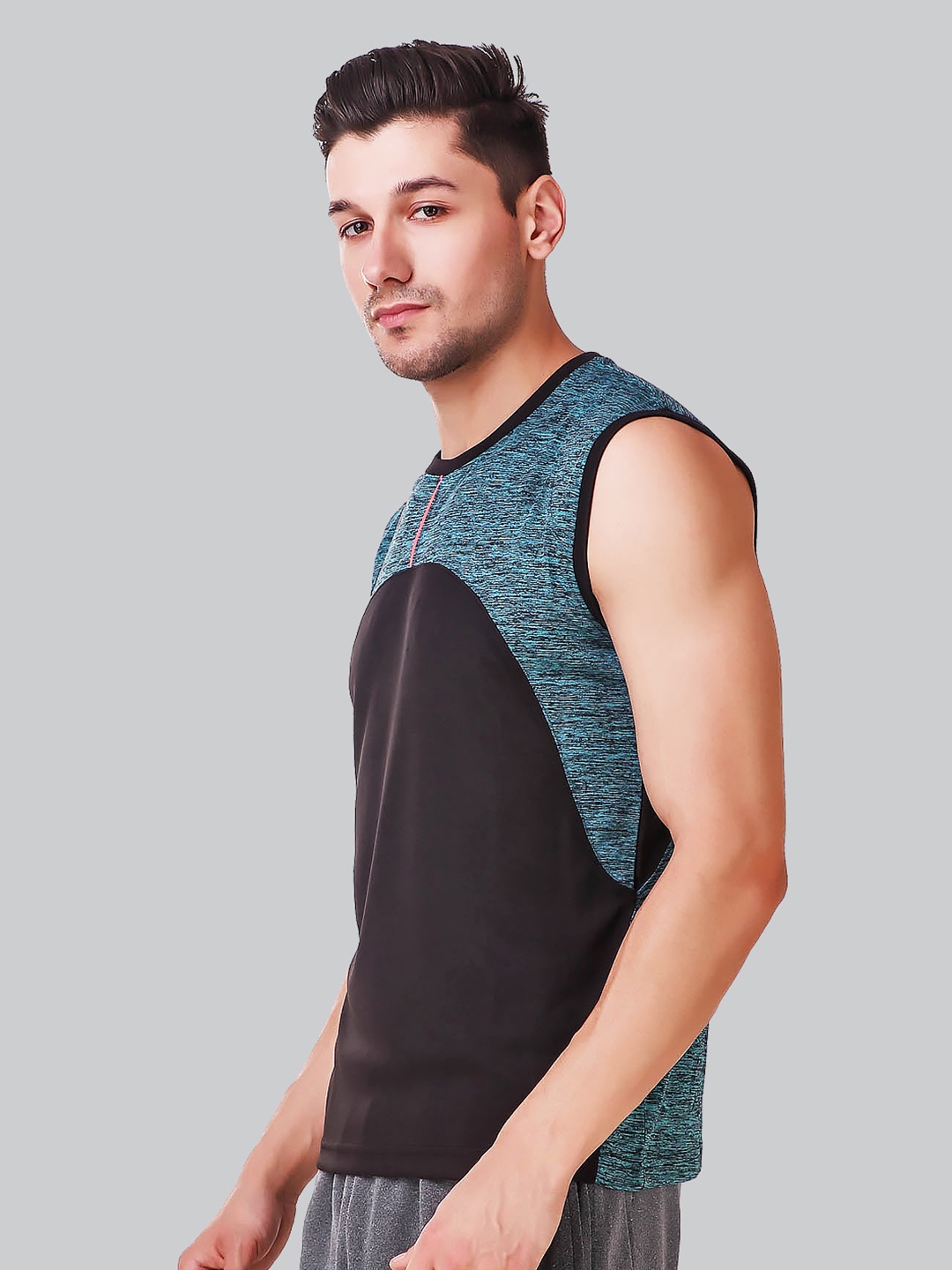 

DIDA Comfort Fit Dri-Fit Active Cut-Sleeve Round-Neck Sports T-Shirt, Teal