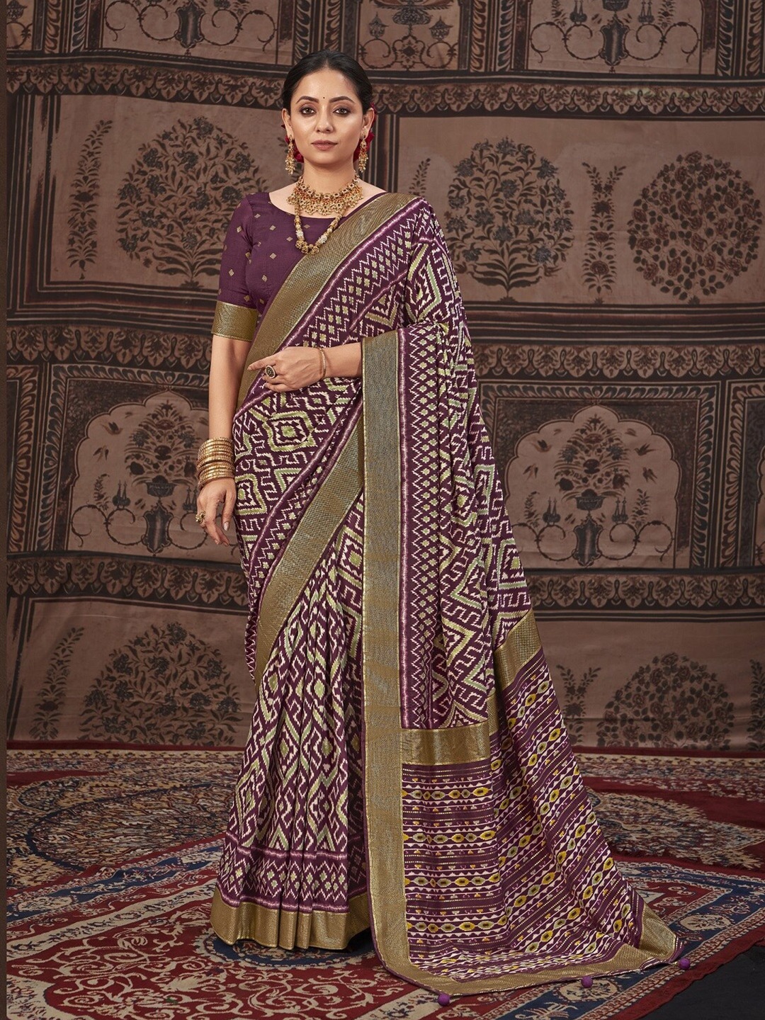 

Stylum Zari Art Silk Tussar Saree, Purple