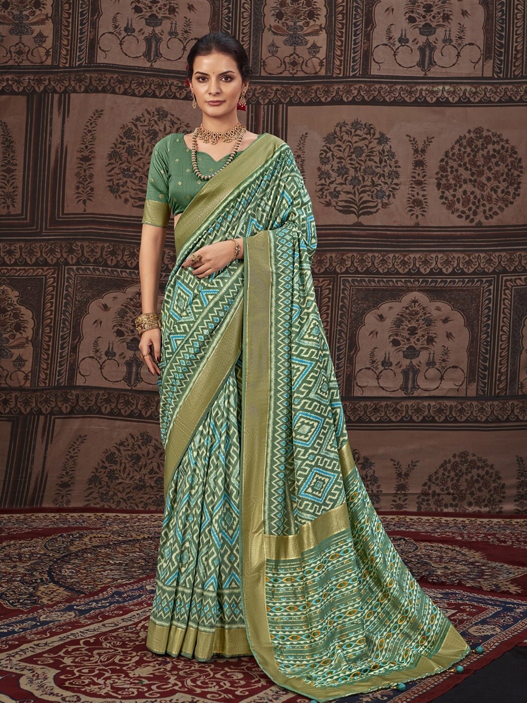 

Stylum Zari Art Silk Tussar Saree, Lime green