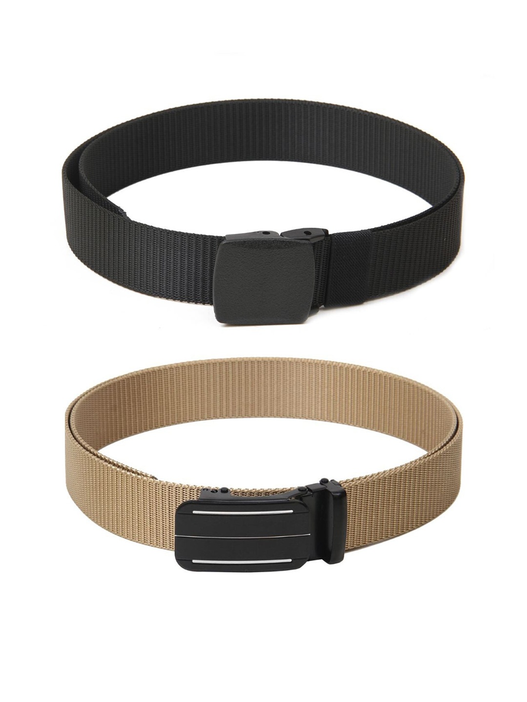 

Calvadoss Men Set Of 2 Textured Belts, Black