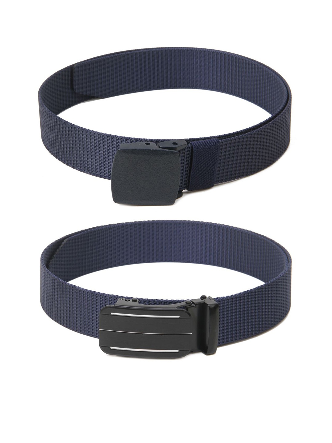 

Calvadoss Men Set Of 2 Textured Belts, Navy blue