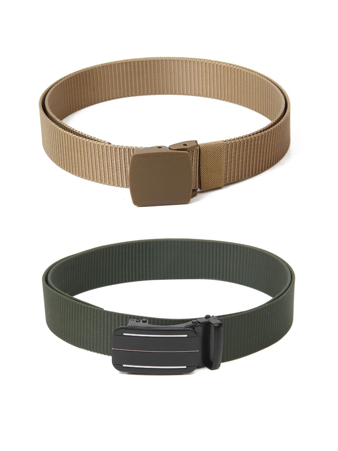 

Calvadoss Men Set Of 2 Textured Belts, Beige