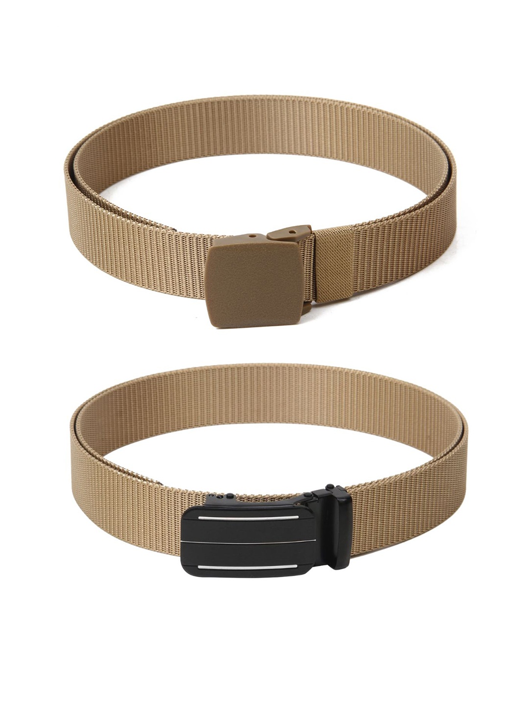 

Calvadoss Men Set Of 2 Textured Belts, Beige