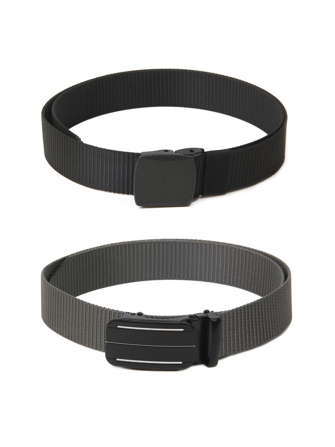 

Calvadoss Men Set Of 2 Textured Belts, Black