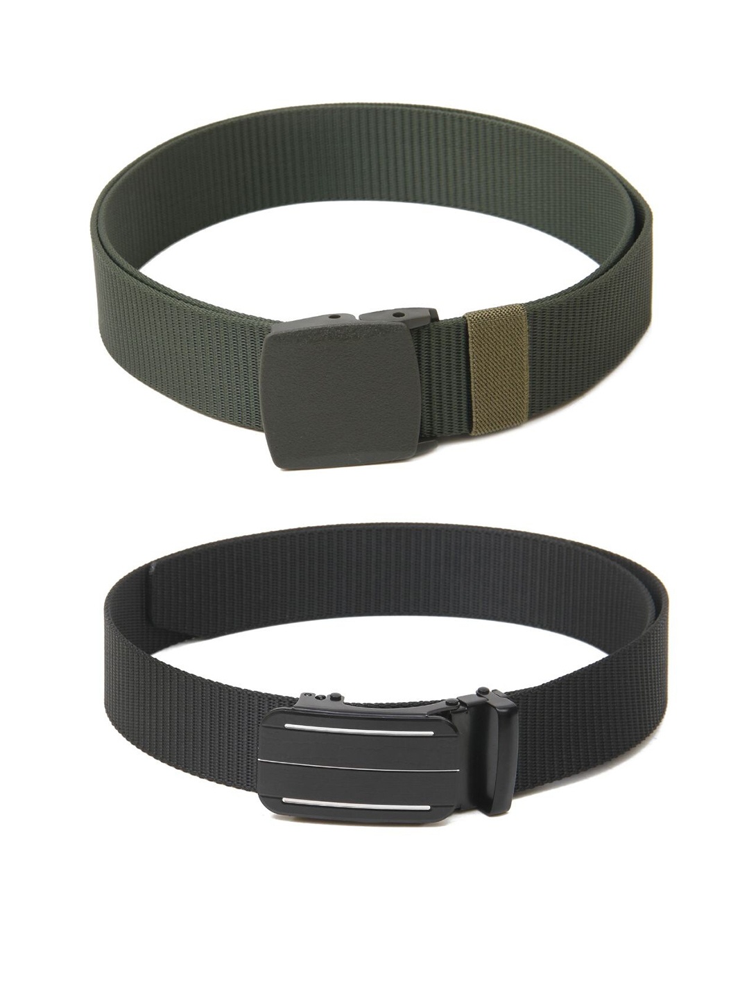 

Calvadoss Men Set Of 2 Textured Belts, Green