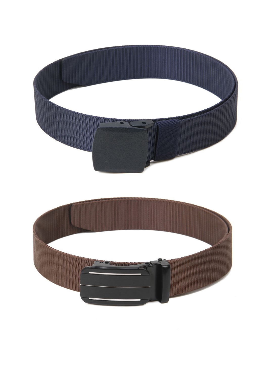 

Calvadoss Men Set of 2 Textured Belts, Navy blue