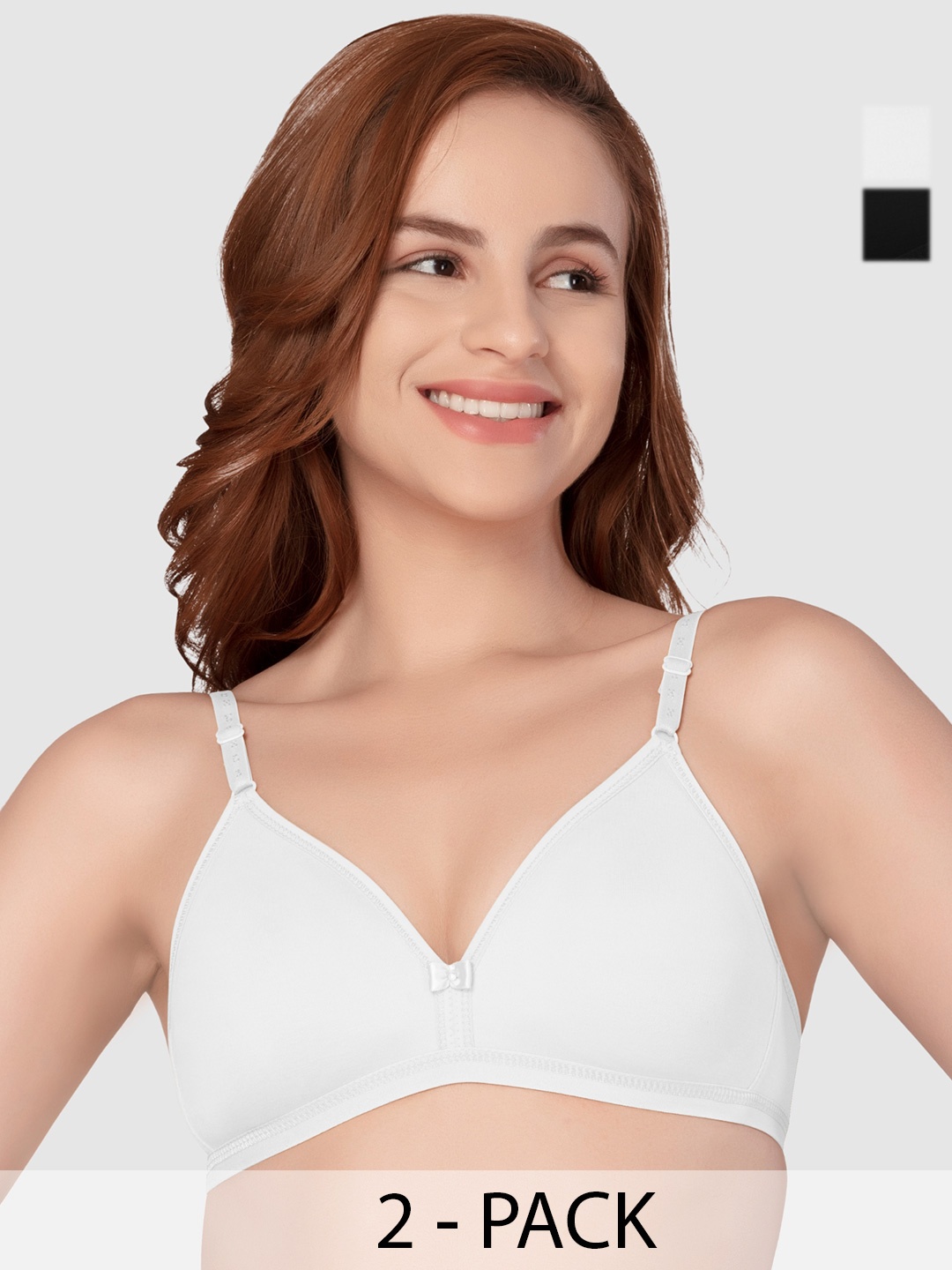

Daisy Dee Pack of 2 Full Coverage Non Padded Cotton T-shirt Bra- All Day Comfort, White