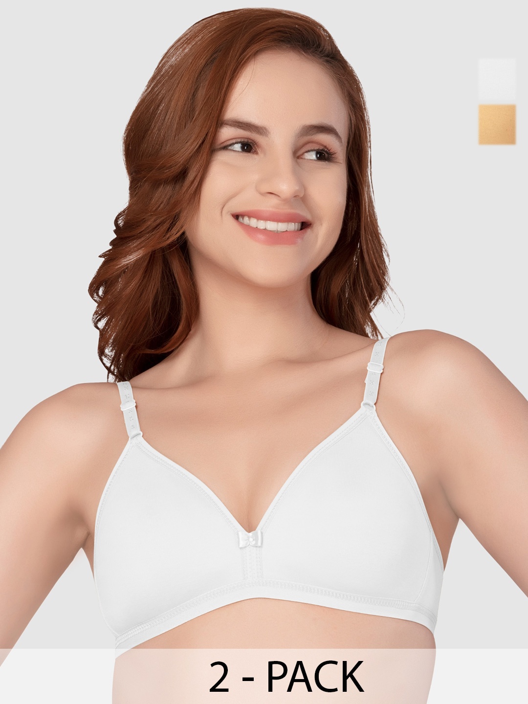 

Daisy Dee Pack of 2 Full Coverage Non Padded Cotton T-shirt Bra- All Day Comfort, White