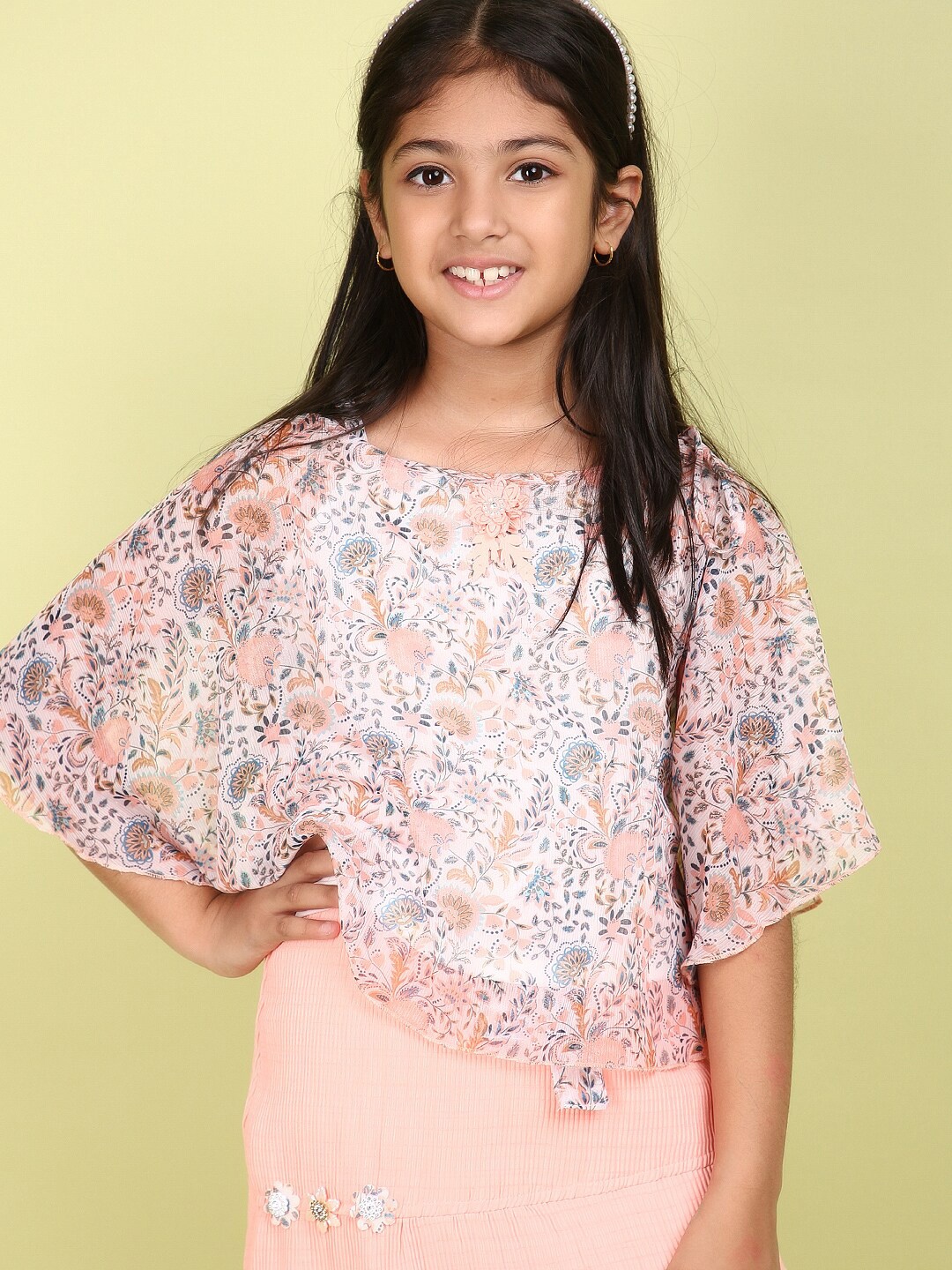 

V-Mart Girls Printed Top with Skirt, Pink