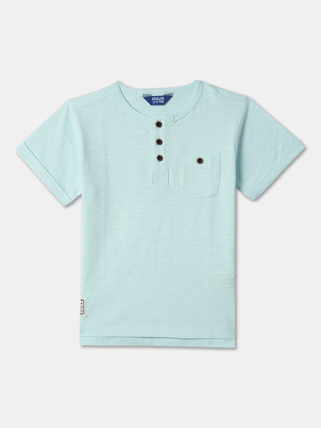 

R&B Boys Mandarin Collar T-shirt, Blue
