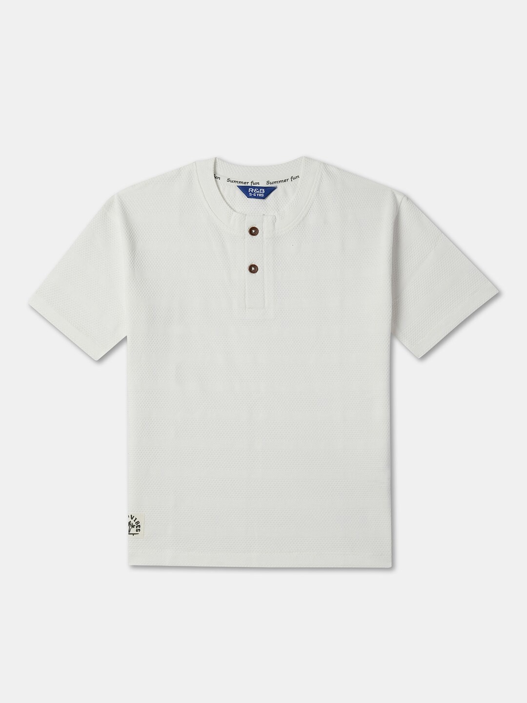 

R&B Boys Henley Neck Short Sleeves T shirt, White