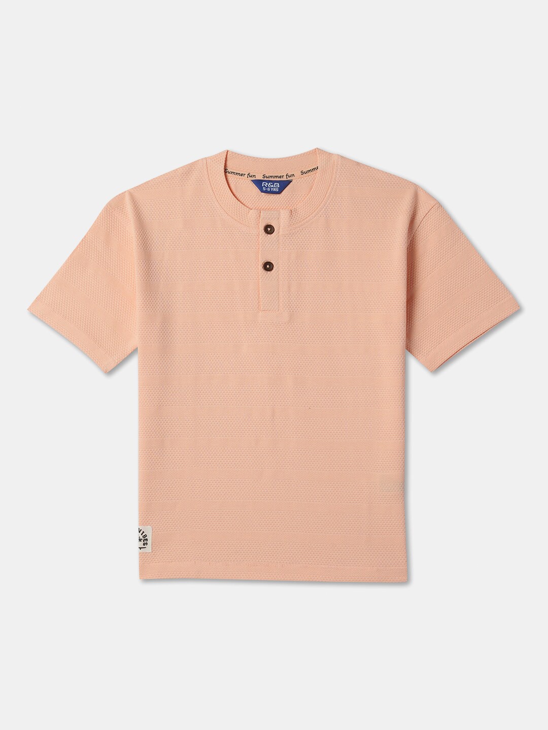 

R&B Boys Henley Neck Short Sleeves T shirt, Peach