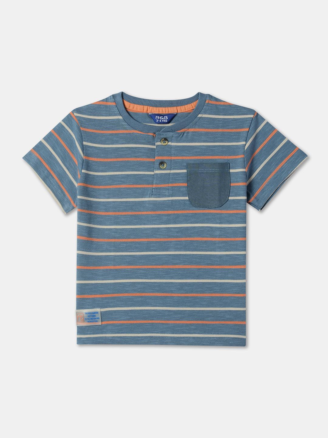 

R&B Boys Striped Pockets T-shirt, Blue
