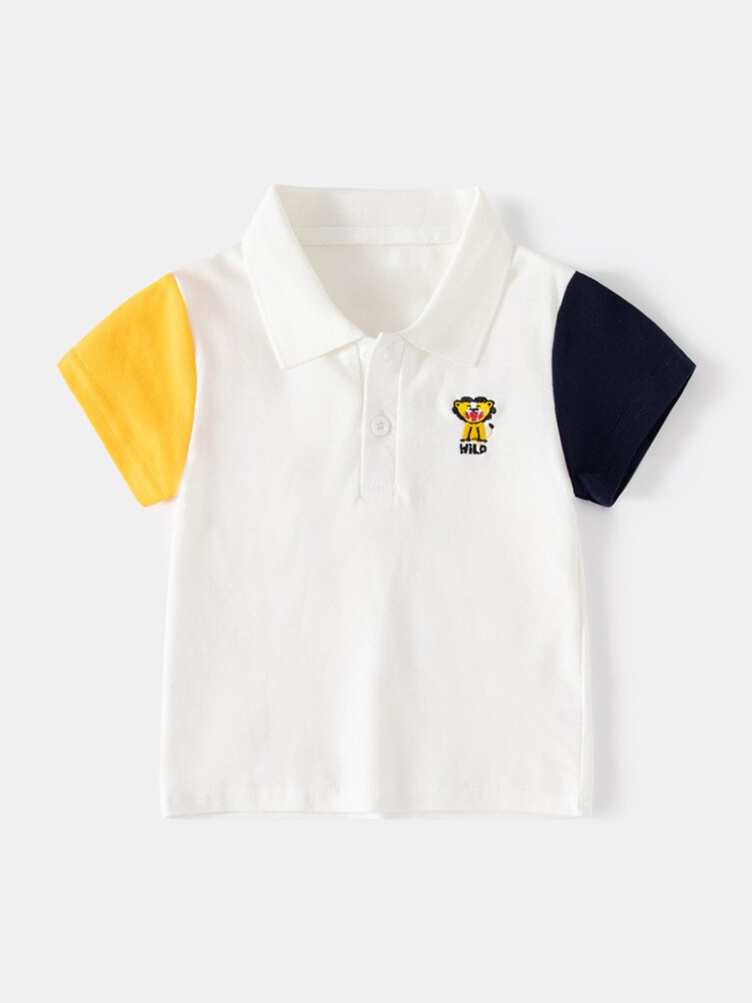 

StyleCast Boys White Polo Collar Pure Cotton T-shirt