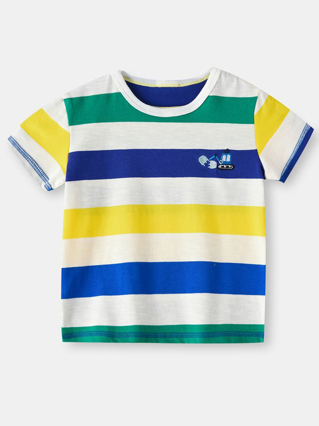 

StyleCast Boys White & Blue Striped Pure Cotton Casual T-shirt