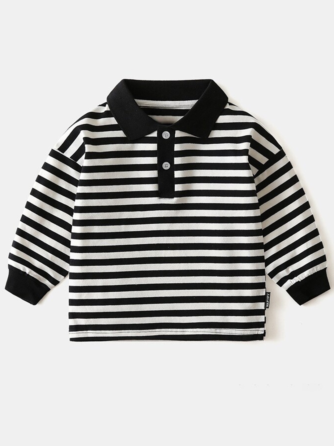

StyleCast Boys Black Striped Polo Collar Monochrome T-shirt