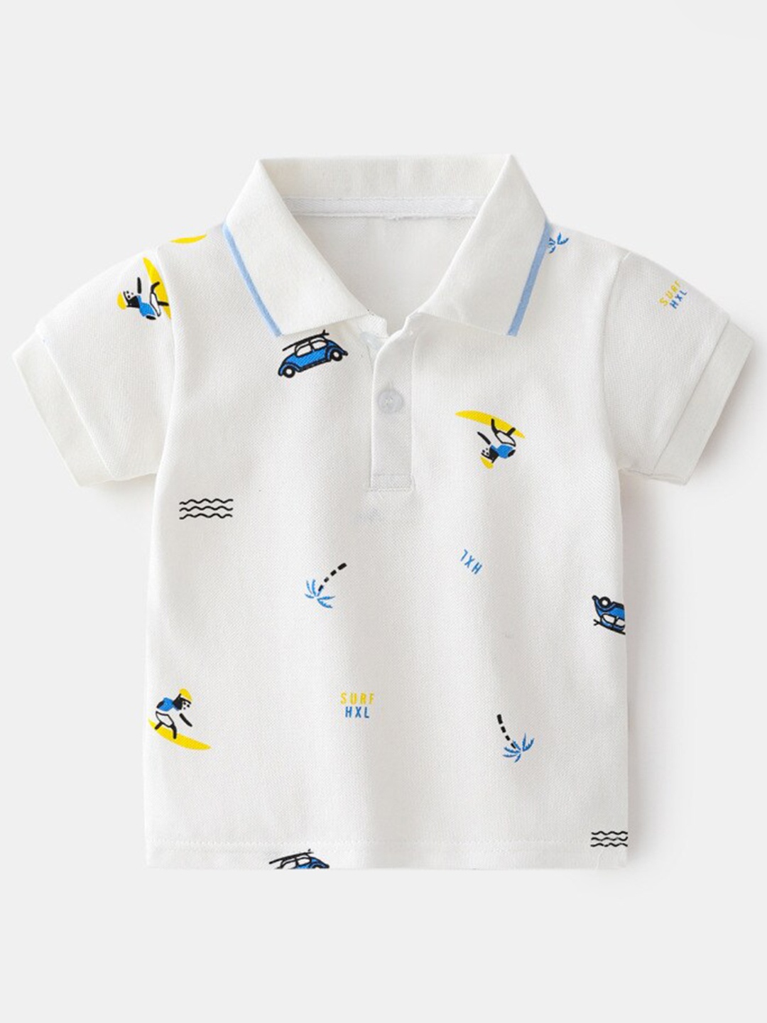 

StyleCast Boys White Polo Collar Pure Cotton T-shirt